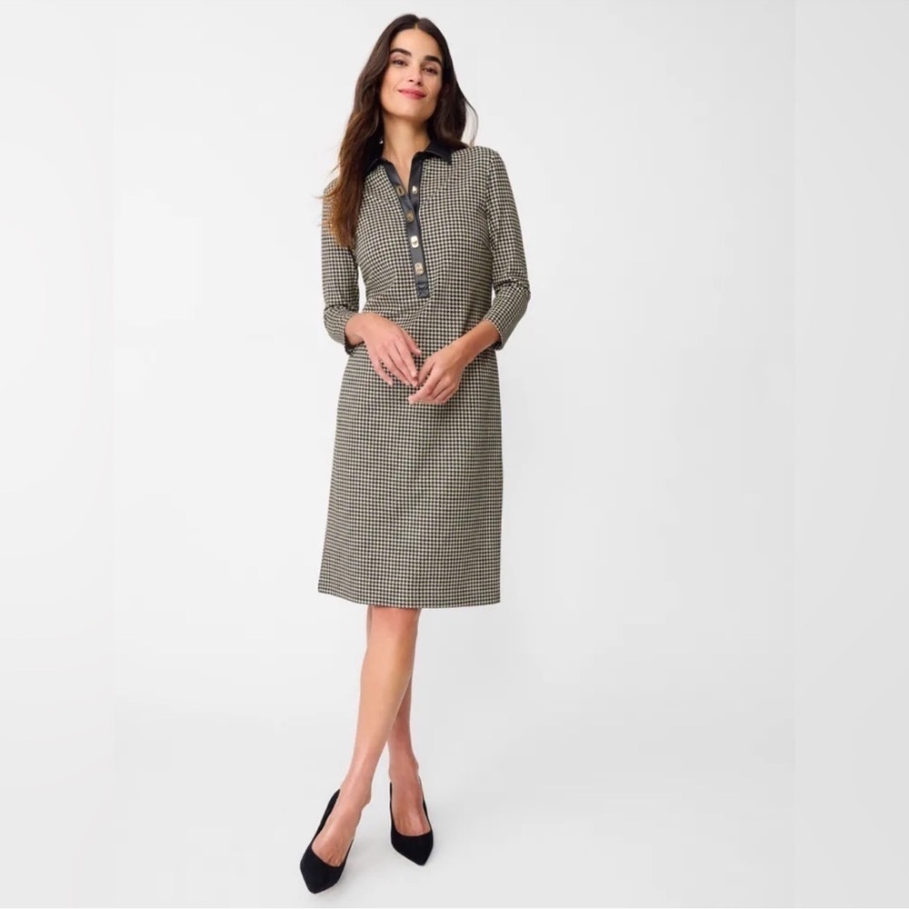 J McLaughlin Falcon Dress Houndstooth Catalina Cloth Quiet Luxury Excellent XS